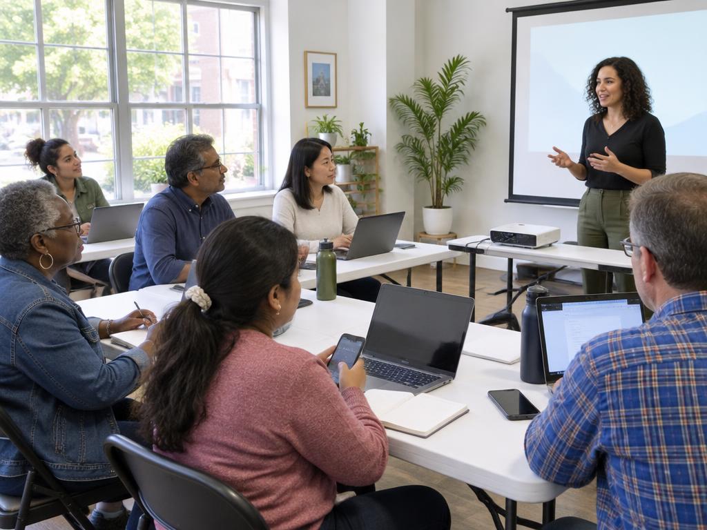 Illustration: small group class with a trainer at the front