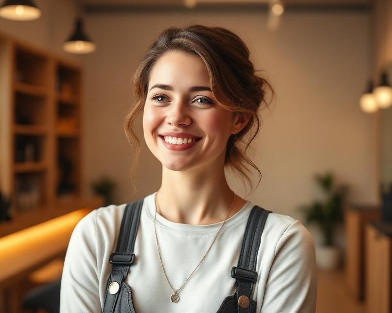 Local salon owner smiling in her boutique